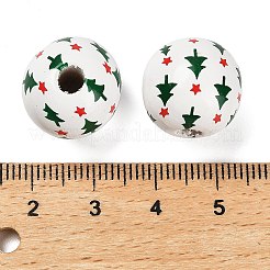 Christmas Printed Schima Wood European Beads&nbsp;WOOD-G024-02C