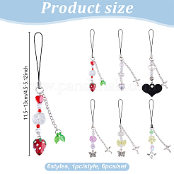 Glass & Acrylic & Alloy Mobile Straps&nbsp;HJEW-GO00095