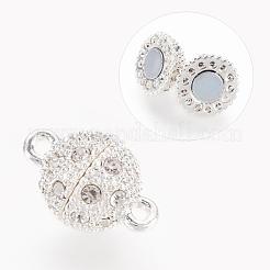 Alloy Rhinestone Magnetic Clasps with Loops&nbsp;RB-H116-2-S