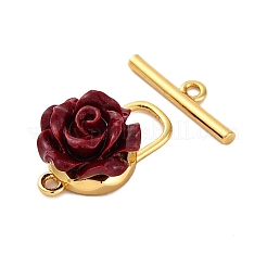 Cinnabar Flower Toggle Clasps&nbsp;KK-P291-02G