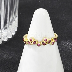 Flower Brass Glass Cuff
 Rings for Women&nbsp;RJEW-S400-01G
