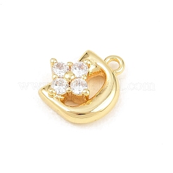Brass Micro Pave Clear Cubic Zirconia Charms&nbsp;KK-Z151-18G-D