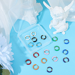 9 Pairs 9 Colors Two Tone 304 Stainless Steel Chunky Huggie Hoop Earrings&nbsp;EJEW-SC0001-90