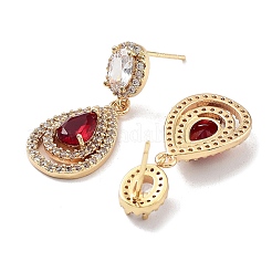 Teardrop Light Gold Brass Micro Pave Cubic Zirconia Stud Earrings&nbsp;EJEW-Q800-51KCG