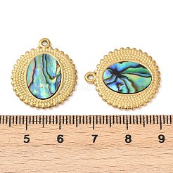 304 Stainless Steel Natural Paua Shell Pendants&nbsp;STAS-L288-08G-01