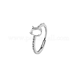 1Pc Rhodium Plated 925 Sterling Silver Adjustable Solitaire Ring Settings&nbsp;FIND-BC0013-97