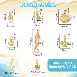 16Pcs 8 Styles Brass Pendants&nbsp;KK-PH0013-86