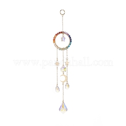 Glass Teardrop & Star Window Hanging Suncatchers&nbsp;HJEW-JM00906