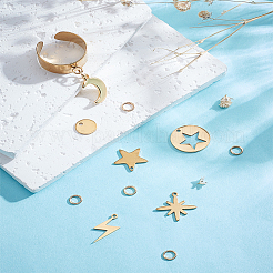 DIY Stainless Steel Open Cuff Ring with Star Moon Charms Making Kits&nbsp;DIY-LP0001-02