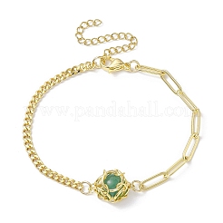 Natural Gemstone Round Link Bracelet&nbsp;BJEW-JB10032-01
