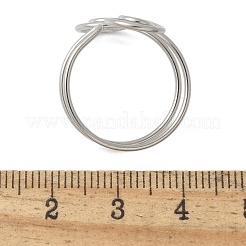 304 Stainless Steel Round Wrap Open Cuff Rings for Women Men&nbsp;RJEW-Z071-02A-P