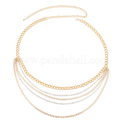 Alloy Crystal Rhinestone Curb Chain Multilayer Waist Belly Chains for Women&nbsp;FS-WGC55BA-01