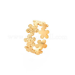 Ion Plating(IP) 304 Stainless Steel Flower Wrap Open Cuff Ring for Women&nbsp;LS-RJEW-S405-173G