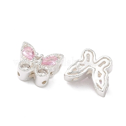 Brass Pave Cubic Zirconia Butterfly Beads&nbsp;KK-C168-07S