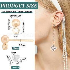 Brass Ball Ear Stud Findings&nbsp;KK-BC0003-67G