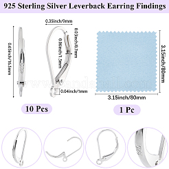 5Pairs 925 Sterling Silver Leverback Earring Findings&nbsp;STER-BBC0008-53
