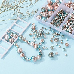 497Pcs 5 Style Rainbow ABS Plastic Imitation Pearl Beads&nbsp;OACR-YW0001-09A