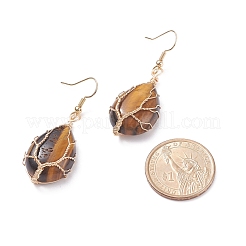 Teardrop Gemstone with Tree Dangle Earrings&nbsp;EJEW-JE04867