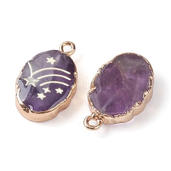 Natural Amethyst Oval Pendants&nbsp;G-C102-07G-03