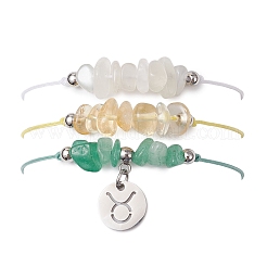 3Pcs Constellations Adjustable Nylon Cord Braided Bead Bracelets for Women Men&nbsp;BJEW-JB11325-02