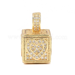 Brass Micro Pave Cubic Zirconia Pendants&nbsp;KK-F919-10G