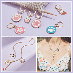 Alloy Enamel Sakura/Paw Print/Rabbit Pendant Locking Stitch Markers&nbsp;HJEW-PH01893