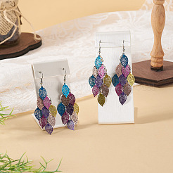 2 Pairs 430 Stainless Steel Leaf Dangle Earrings&nbsp;EJEW-TA0001-83B