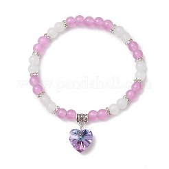 Baking Paint Imitation Jade Glass Round Beaded Charm Bracelets&nbsp;BJEW-JB11737-02