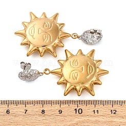 304 Stainless Steel Two Tone Dangle Stud Earrings&nbsp;EJEW-Q044-04G