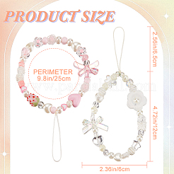 2Pcs 2 Style Resin Beaded Mobile Phone Lanyard Wrist Strap&nbsp;HJEW-GF0001-36