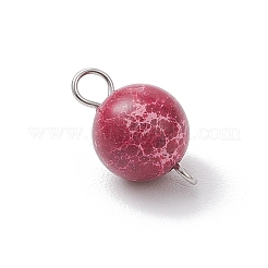 Dyed Natural Imperial Jasper Round Connector Charms&nbsp;PALLOY-JF04248-01