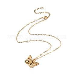 Initial Letter with Butterfly Pendant Necklace&nbsp;NJEW-C026-01G-I