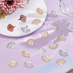 60Pcs 2 Colors Brass Etched Metal Embellishments Connector Charms&nbsp;KKC-HY0001-06