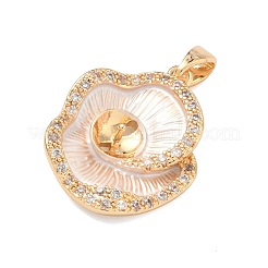 Brass Micro Pave Clear Cubic Zirconia Pendant Cabochon Settings&nbsp;KK-G556-06G