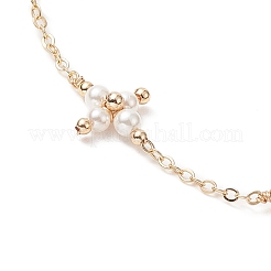 Shell Pearl Beaded Cross Link Bracelet&nbsp;BJEW-JB09313
