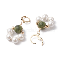 Shell Pearl & Taiwan Jade Leverback Earrings&nbsp;EJEW-JE05927-02