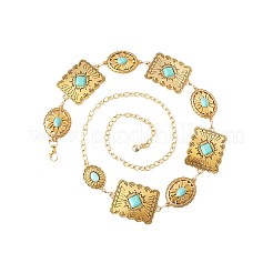 Oval Rectangle Alloy with Synthetic Turquoise Link Chain Waist Belly Chains for Dress&nbsp;FS-WG6F33A-01