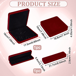 1Pc Rectangle Velvet Jewelry Necklace Boxes and 1Pc Square Jewelry Set Packing Boxes&nbsp;VBOX-PH0001-04