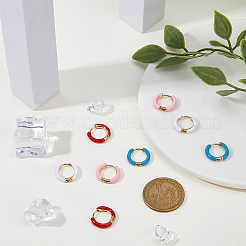4 Pairs Two Tone 304 Stainless Steel Chunky Huggie Hoop Earrings with Enamel for Women&nbsp;EJEW-DC0001-37