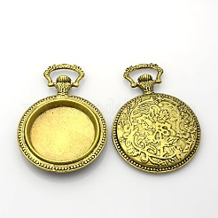 Flat Round Alloy Pendant Cabochon Settings&nbsp;PALLOY-J414B-AB-NF