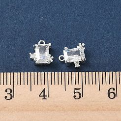 Brass Micro Pave Clear Cubic Zirconia Charms&nbsp;KK-P355-11S