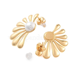 304 Stainless Steel ABS pearl Stud Earrings&nbsp;EJEW-S226-07G-02