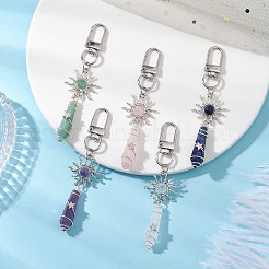 Copper Wire Wrapped Natural Gemstone Pointed Bullet Pendant Decorations&nbsp;HJEW-JM03103