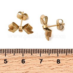 304 Stainless Steel Bowknot Stud Earring Findings&nbsp;X-STAS-Z159-01G