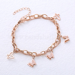 European style double-layer matte butterfly bracelet for women titanium steel fashion simple design&nbsp;XJ2407