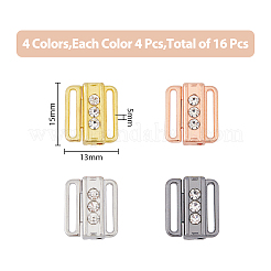 16Pcs 4 Colors Zinc Alloy Rhinestone Bikini Clips&nbsp;FIND-FH0007-23