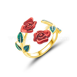Rose Alloy Enamel Cuff Rings for Women&nbsp;FS-WGBA561-04