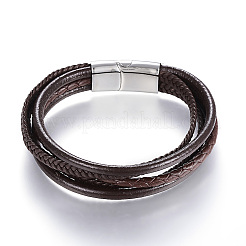 Leather Cord Multi-strand Bracelets&nbsp;BJEW-K141-29B