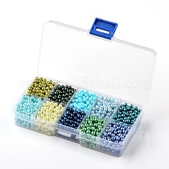 Mixed Pearlized Round Glass Pearl Beads&nbsp;HY-D0004-4mm-B