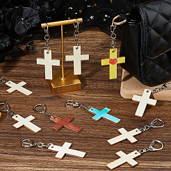 40Pcs Cross Blank Wood Pendant Decorations&nbsp;HJEW-FH00266